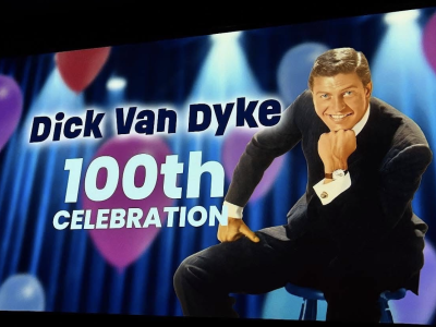 Dick Van Dyke with the text "Dick Van Dyke 100th Celebration"